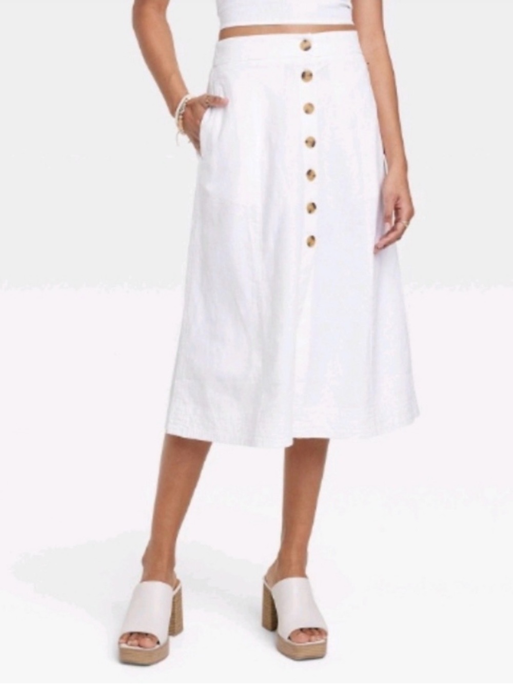 Universal Thread Women’s White Button-Front Midi Skirt
